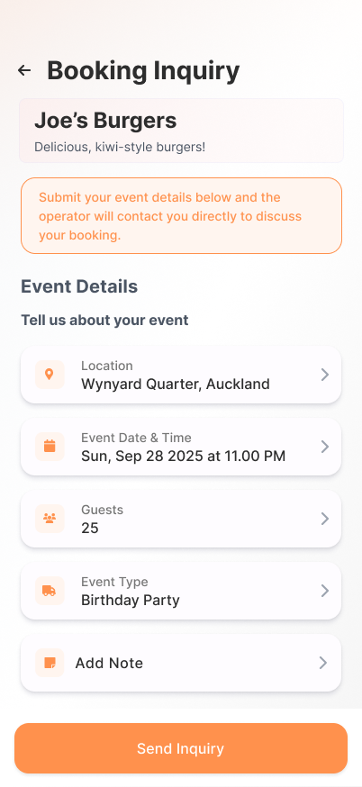 Booking inquiry form